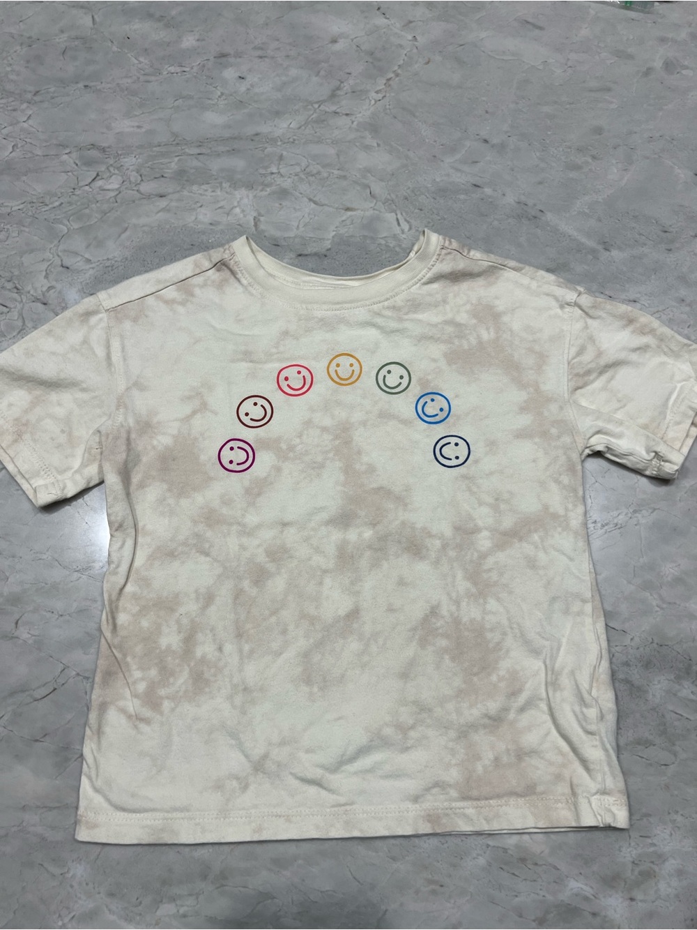 Bundle Girl’s Cat & Jack Cream Tie-Dye Tee w/Rainbow Smiley & added-leggings.